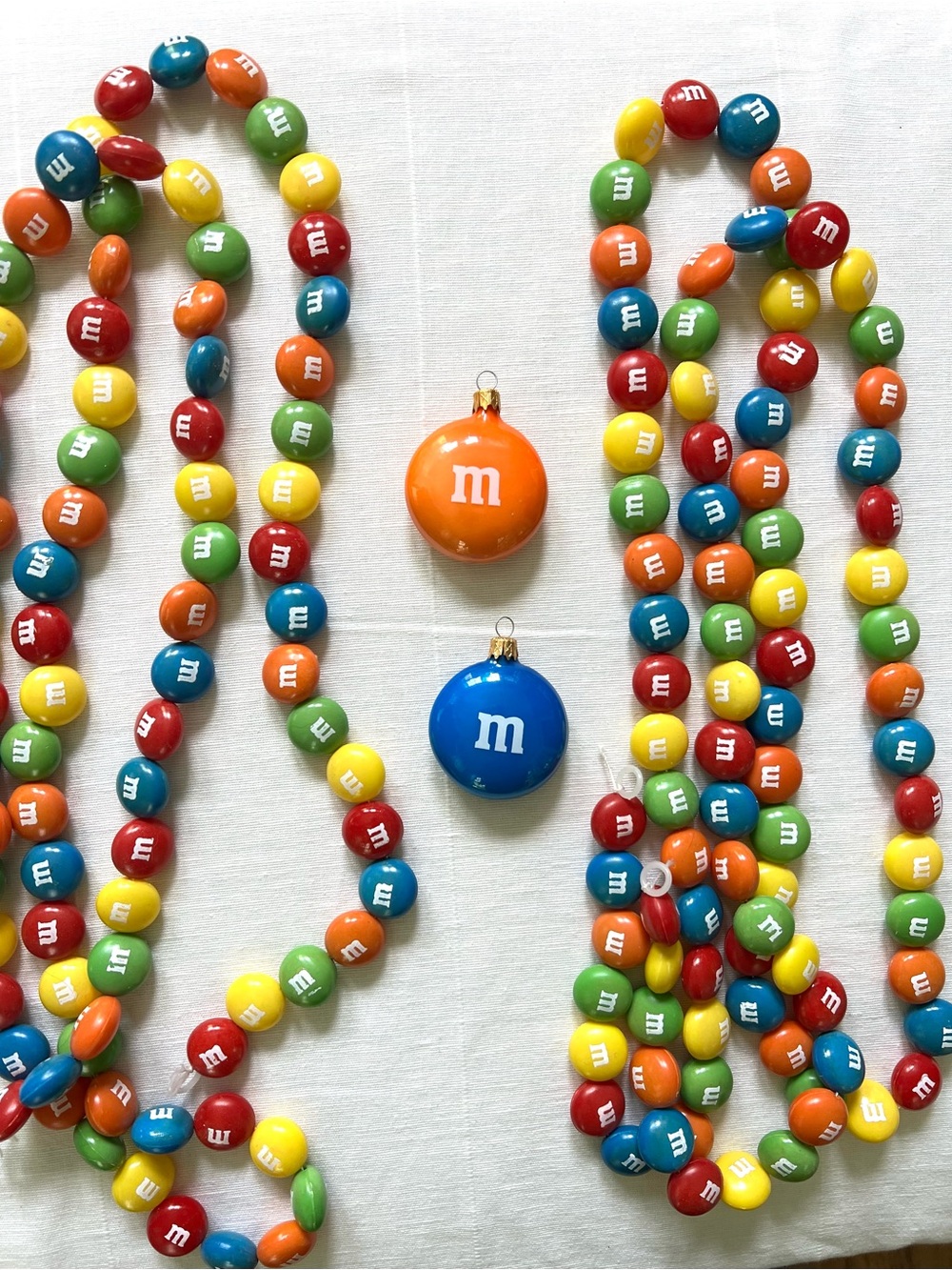 Kurt Adler M&M Garland Candy 6 ft Colorful Christmas Lot Of 2 Ornaments